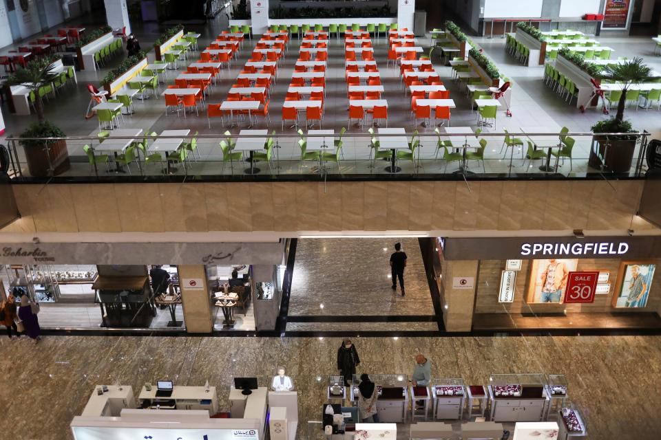 An empty a restaurant is seen at the mall, following the outbreak of the coronavirus disease (COVID-19), after shopping malls and bazaars reopened in Tehran, Iran, April 20, 2020.