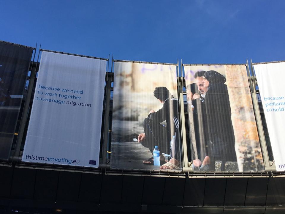 The European Parliament election banner which has sparked controversy (European Network Against Racism)