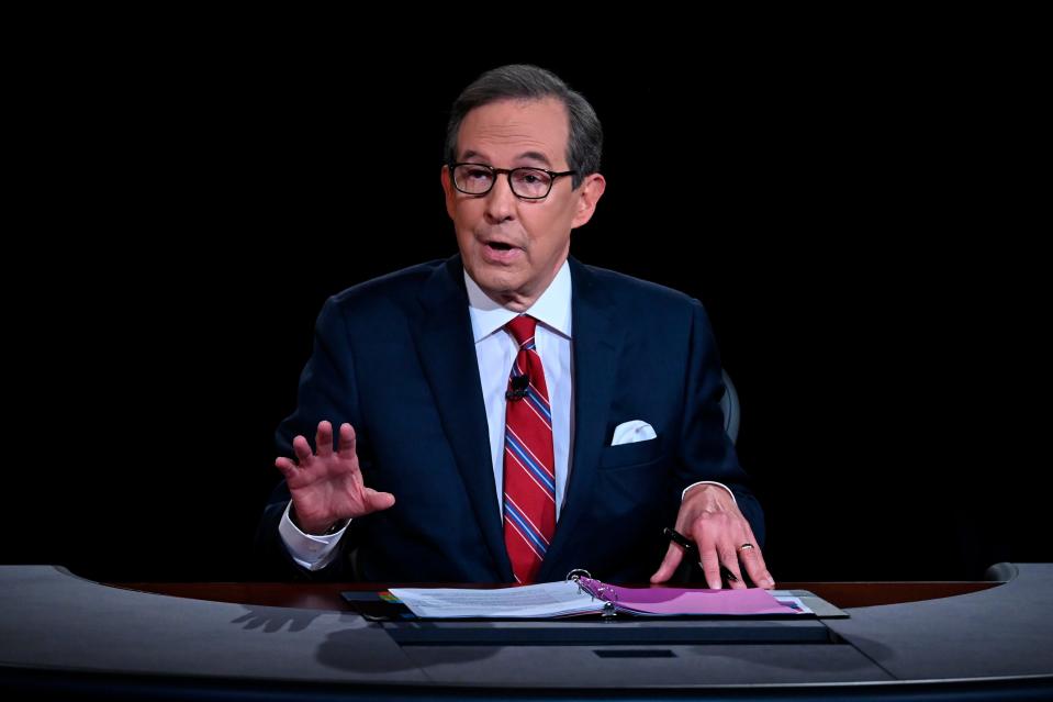 Chris Wallace of Fox News moderates the first presidential debate between President Donald Trump and Democratic candidate Joe Biden on Sept. 29 in Cleveland.