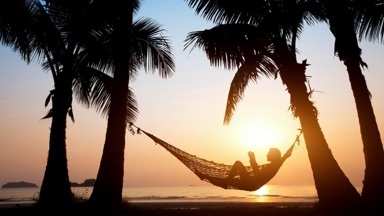 relax on the beach in a hammock