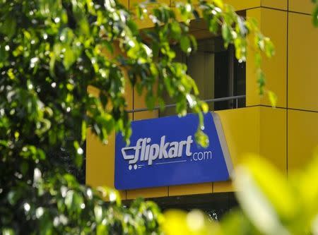 The logo of India's largest online marketplace Flipkart is seen on a building in Bengaluru, India, April 22, 2015. REUTERS/Abhishek N. Chinnappa/File Photo