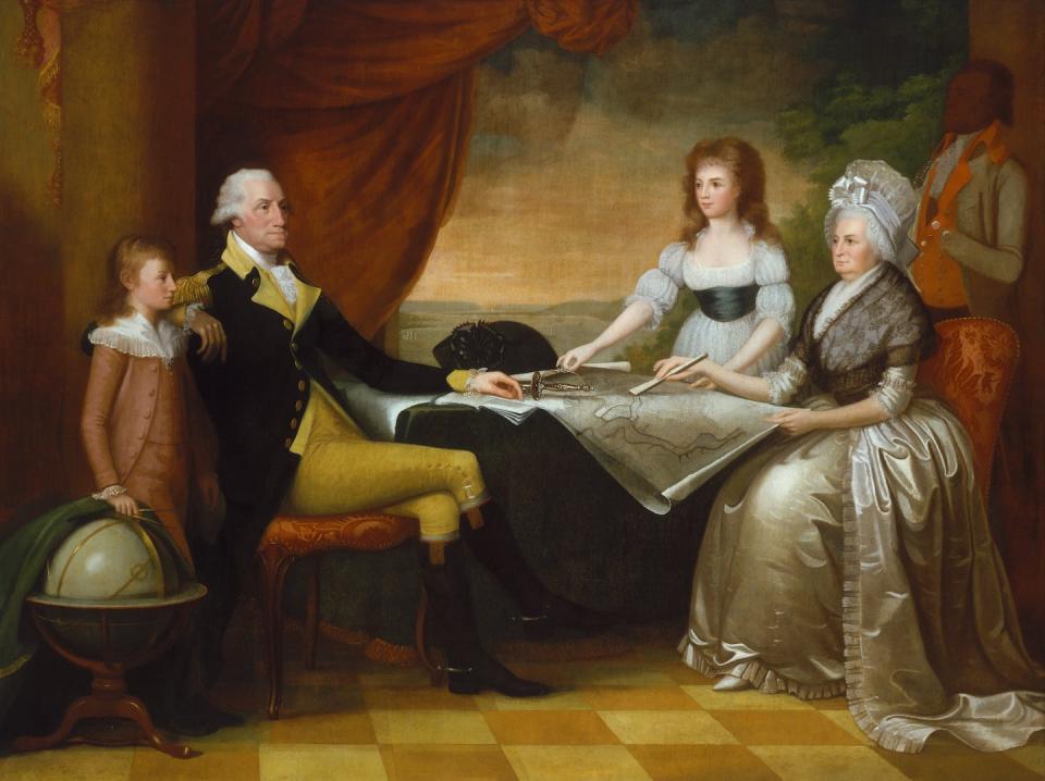 George Washington, seen here in a family portrait, believed in eating ‘a vegitable and milk diet’ and avoiding ‘as much as possible animal food.’ <a href="https://www.nga.gov/collection/art-object-page.561.html" rel="nofollow noopener" target="_blank" data-ylk="slk:Edward Savage painter, Andrew W. Mellon Collection, National Gallery of Art;elm:context_link;itc:0;sec:content-canvas" class="link ">Edward Savage painter, Andrew W. Mellon Collection, National Gallery of Art</a>