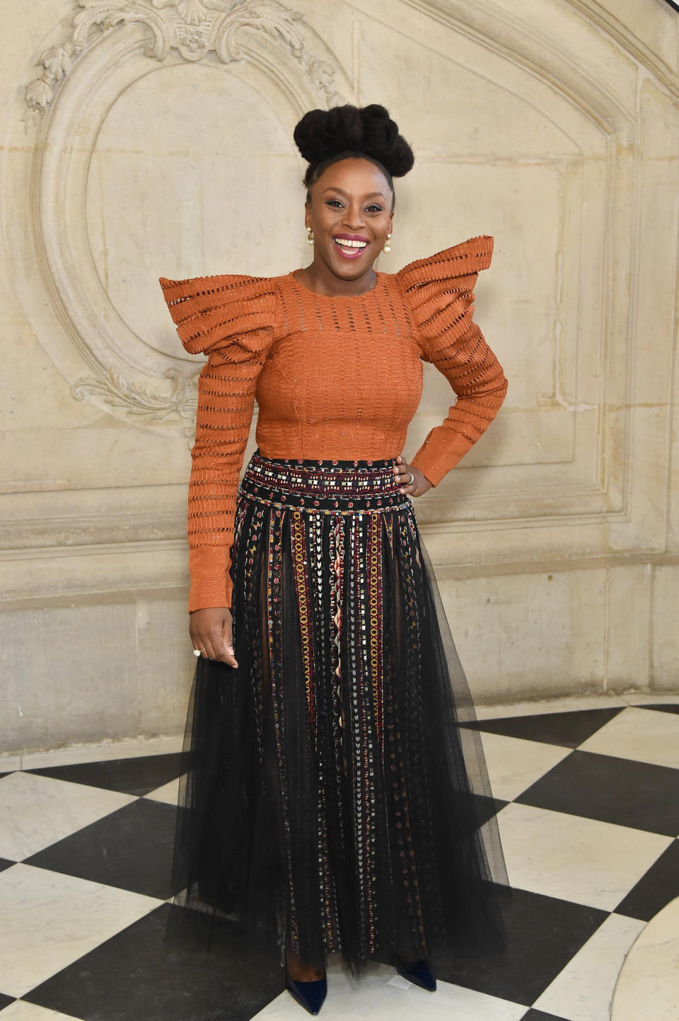 Chimamanda Ngozi Adichie at the Dior Haute Couture Spring/Summer 2020 show at 2020 Paris Fashion Week