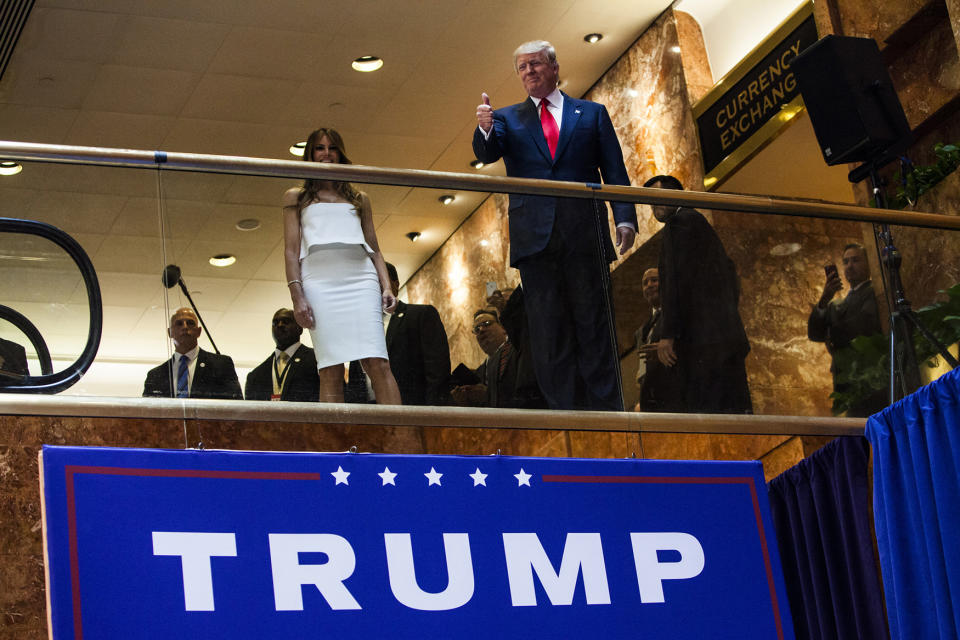 Business mogul Donald Trump arrives at a press event where he announced his candidacy for the U.S. presidency at Trump Tower on June 16, 2015 in New York City. Trump is the 12th Republican who has announced running for the White House. (Photo: Christopher Gregory/Getty Images)