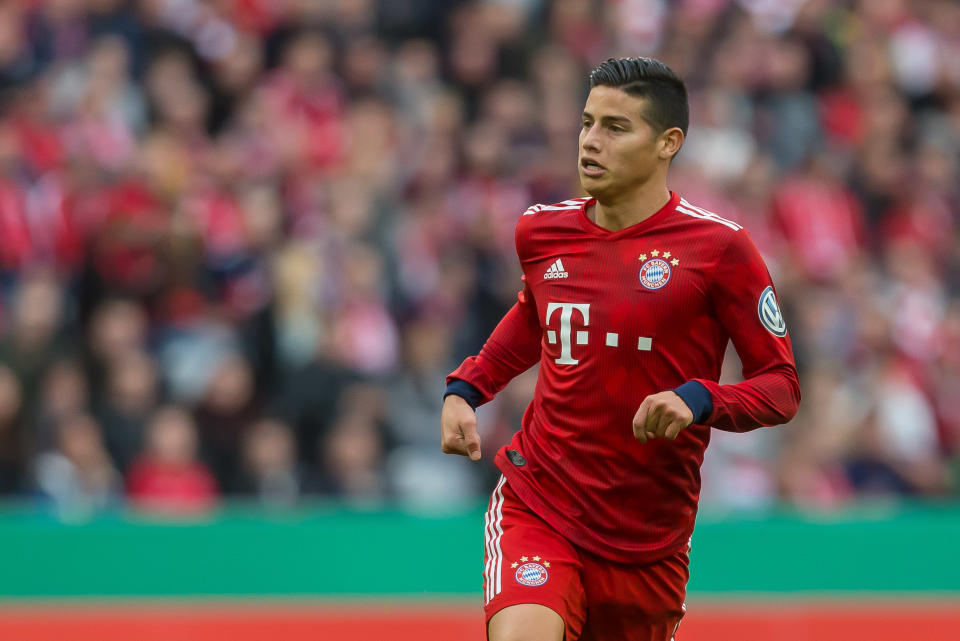 James Rodriguez in action for Bayern Munich. (Photo by TF-Images/Getty Images)