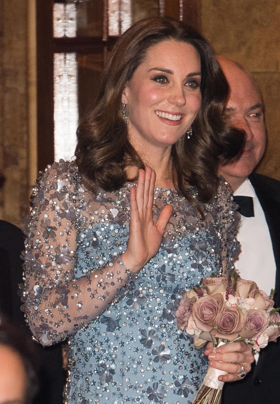 Kate dazzled in a sequin-embellished Jenny Packham gown. Photo: Getty