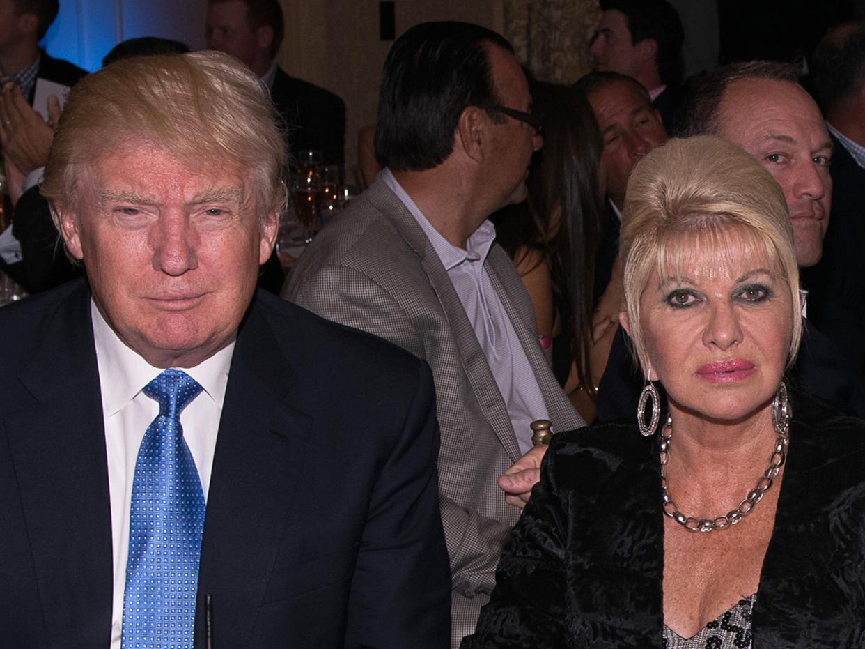 Donald Trump, Ivana Trump, Eric Trump and Lara Yunaska attend The Eric Trump 8th Annual Golf Tournament  at Trump National Golf Club Westchester on 15 September2014  (Getty Images)