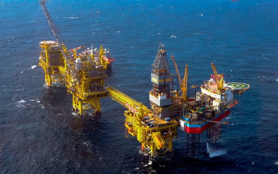 The Total Culzean platform is pictured on the North Sea, about 45 miles (70 kilometres) east of the Aberdeen, Europe's self-proclaimed oil capital on Scotland's northeast coast, on April 8, 2019. - Deep beneath the cold waters of the North Sea lies what French energy giant Total hopes will help feed Britain's voracious appetite for gas. Total forecasts that the Culzean field, located more than 15,000 metres under the seabed halfway between Scotland and Norway, will cover five percent of Britain's gas requirements. - TO GO WITH AFP STORY by Joseph SOTINEL (Photo by ANDY BUCHANAN / AFP) / TO GO WITH AFP STORY by Joseph SOTINEL (Photo by ANDY BUCHANAN/AFP via Getty Images) - ANDY BUCHANAN/AFP via Getty Images