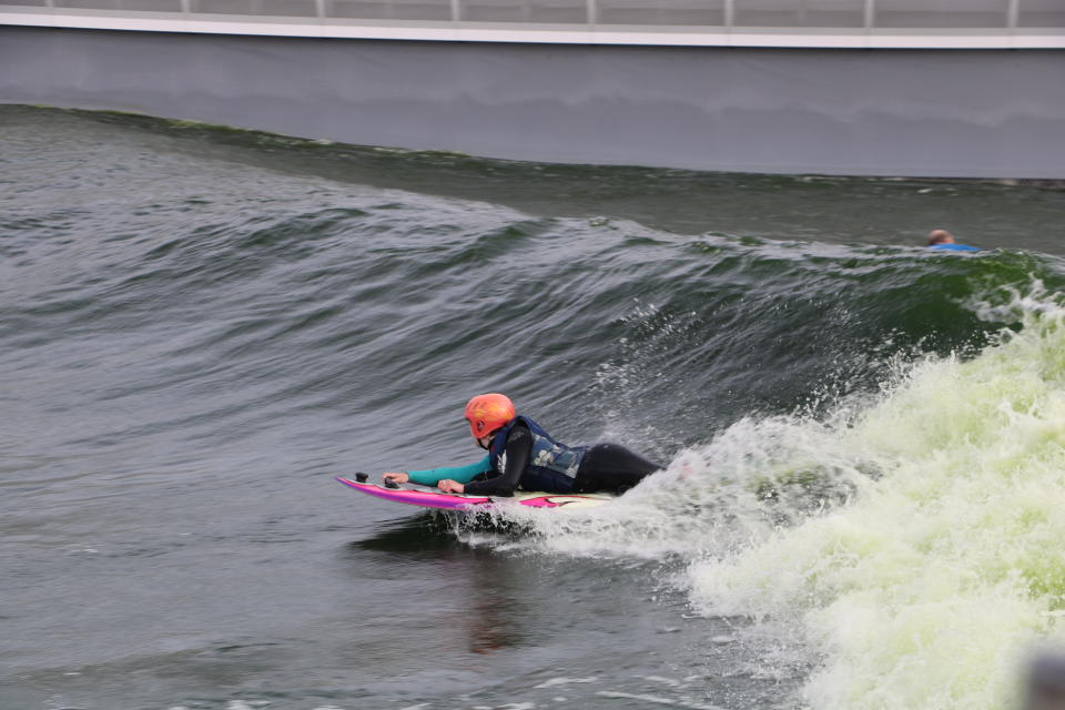 Hannah Dines has switched to surfing after previous competing as a cyclist at Paralympic level