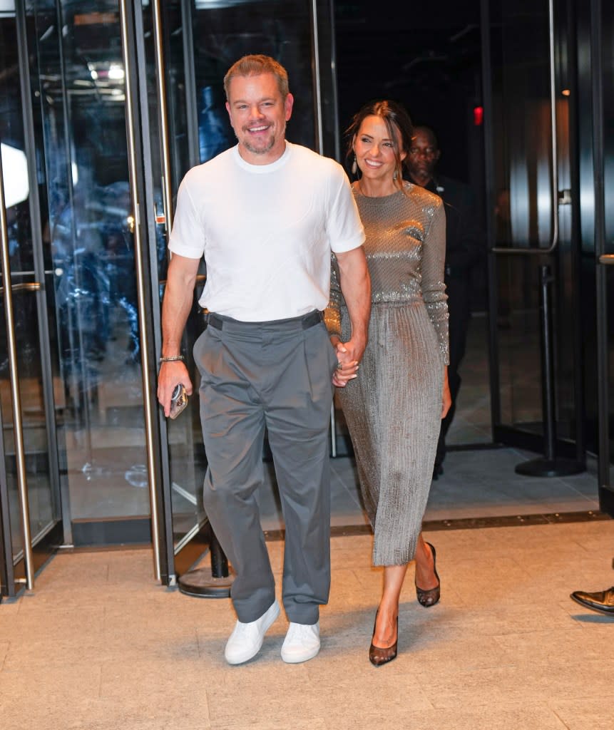 Matt Damon and Luciana Barroso Coordinate at Fashion Show