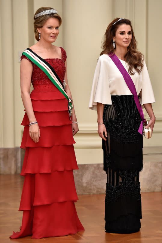 Queen Mathilde of Belgium and Queen Rania of Jordan