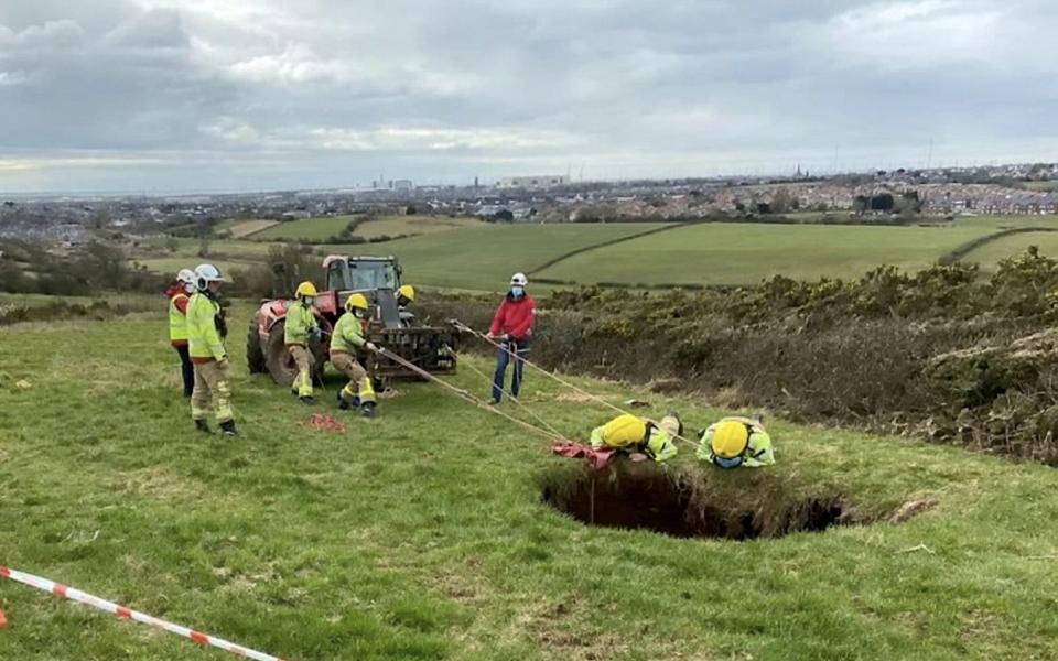 The man, who has not been named, was riding a quad bike on land near Barrow in the Lake District -  Cumbria Fire & Rescue / SWNS