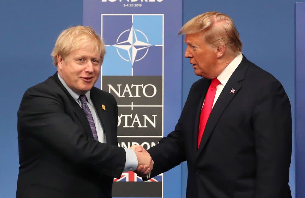 <p>Boris Johnson with Donald Trump during the Nato heads of government summit in 2019</p> (Getty Images)
