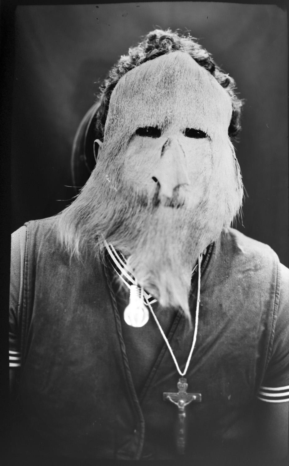 <p>Alexio Marveli, 20, poses for a portrait in the Sinakara Valley, in Peru’s Cuzco region, during the Qoyllur Rit’i festival, translated from the Quechua language as Snow Star. Marveli is dressed as the mystical character “El Auqui,” a wise old man and protector. (Photo: Rodrigo Abd/AP) </p>