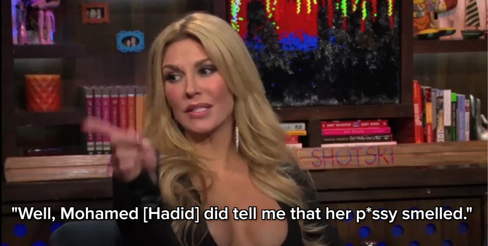 Andy Cohen and Mark Consuelos reacting to Brandi Glanville on Watch What Happens Live