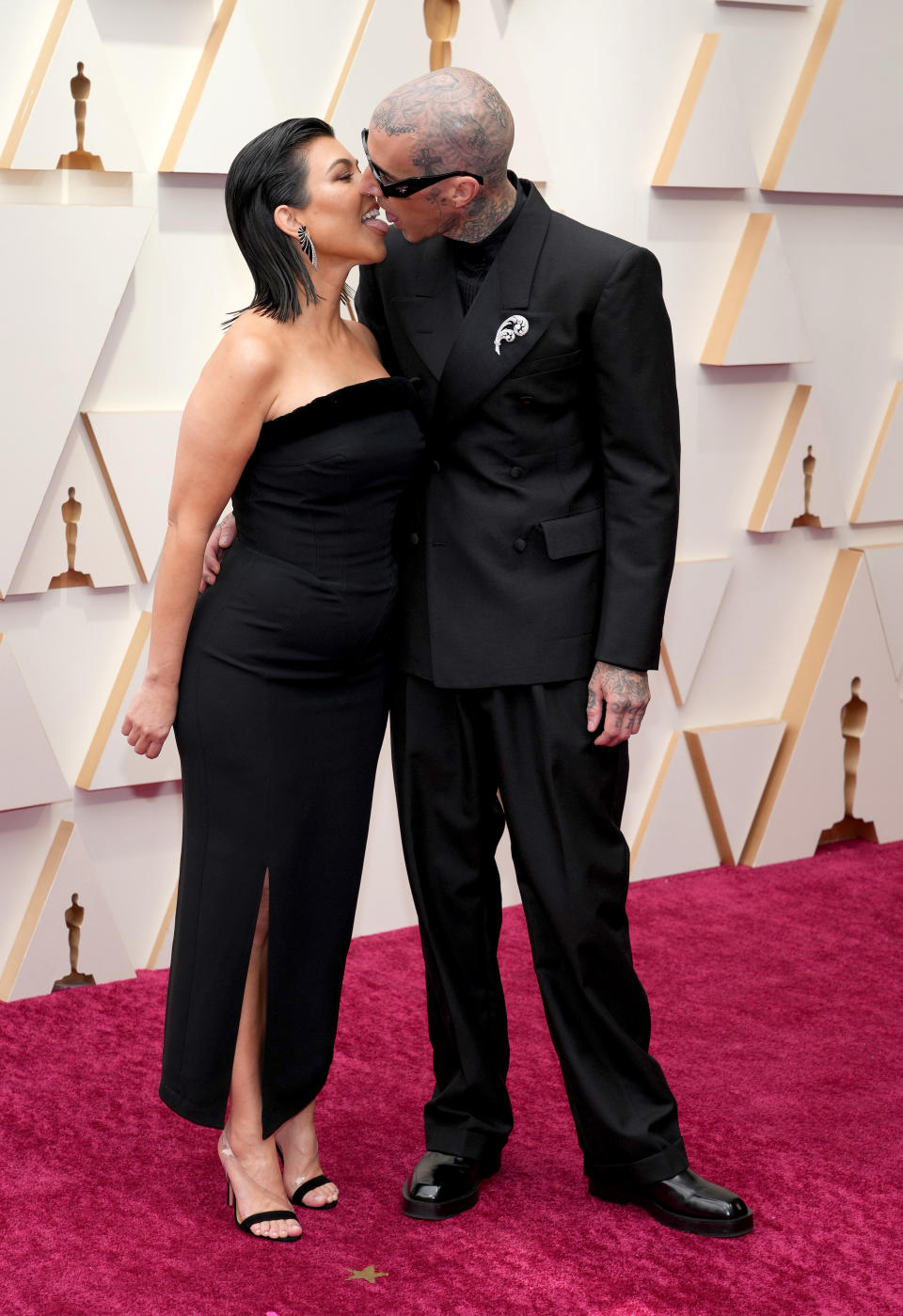 Kourtney Kardashian and Travis Barker attend the 94th Annual Academy Awards at Hollywood and Highland on March 27, 2022 in Hollywood, California. (WireImage/Getty Images))