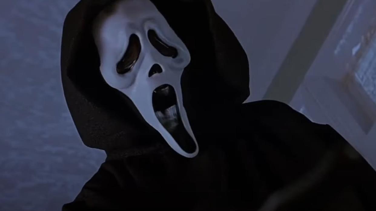  Ghostface in Scream/Linda Blair and David Arquette in Scream. 