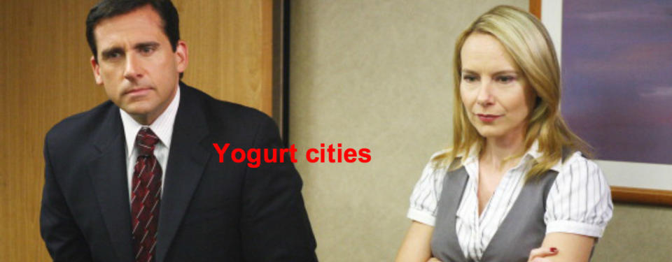 <p>Yogurt cities: Places that have an ‘active culture’, meaning a large number of museums, theatres, art galleries, etc. </p>