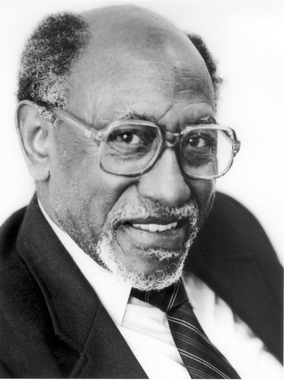 A portrait of civil rights leader Dr. Timuel Black, who died Oct. 13, 2021, in Chicago. He was 102.
