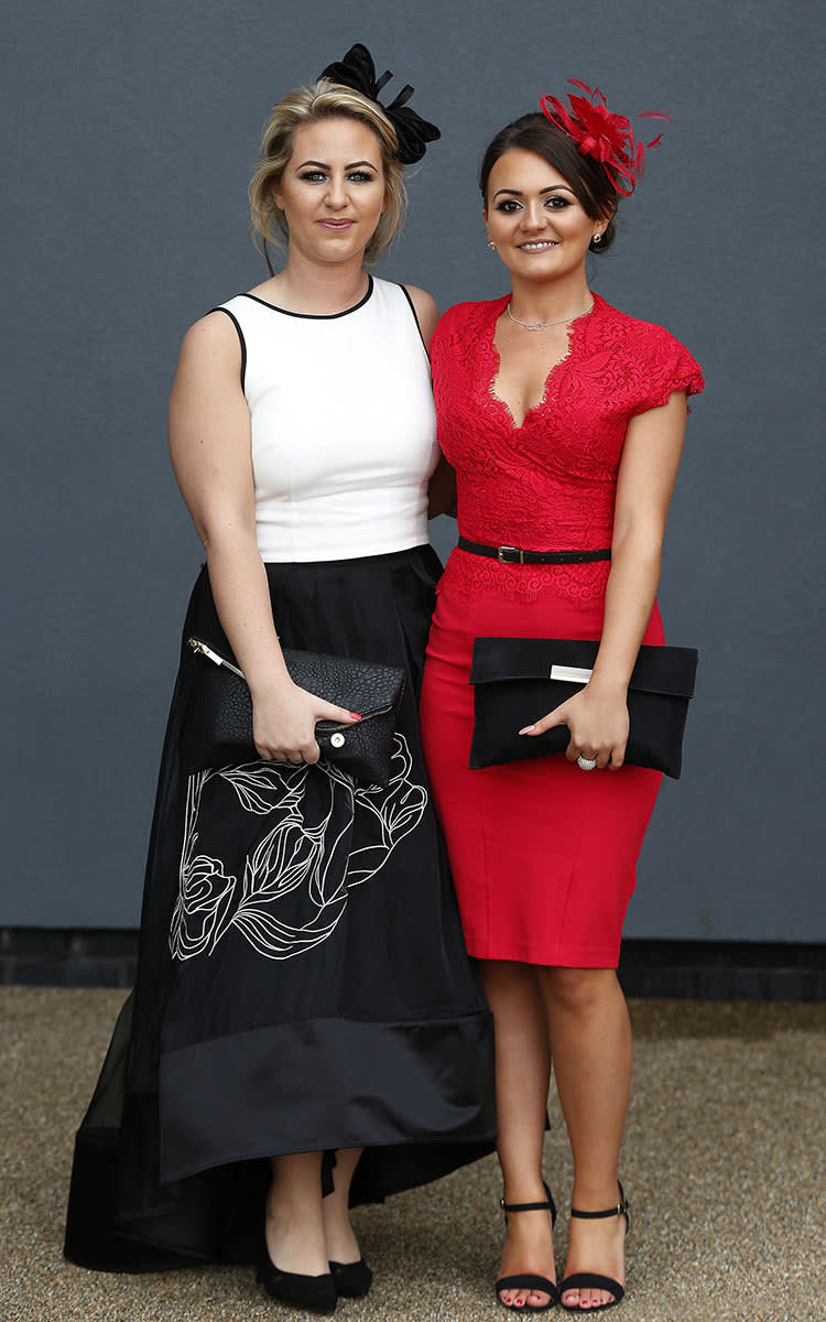 Friends Jess Lee and Chloe Charnock were snapped in their bold Ladies Day looks.