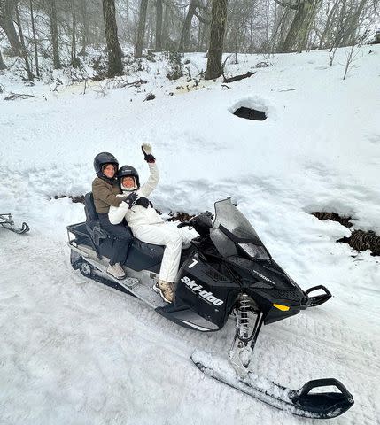 <p>Gisele BÃ¼ndchen/Instagram</p> Gisele Bündchen poses with daughter Vivian on a snow mobile.