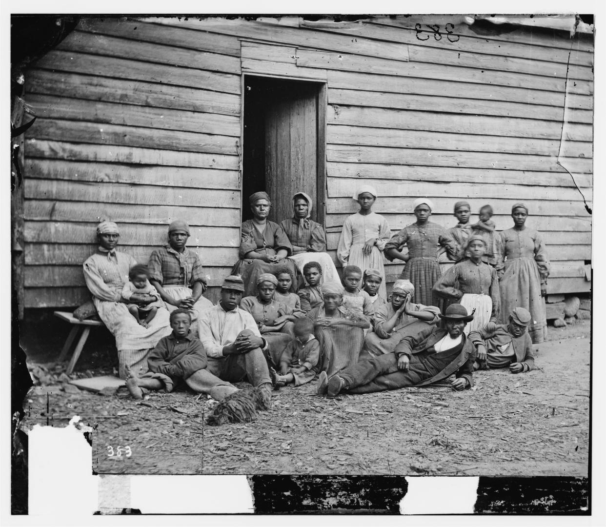 These slaves were considered "contraband" as they were being held by the Union Army.