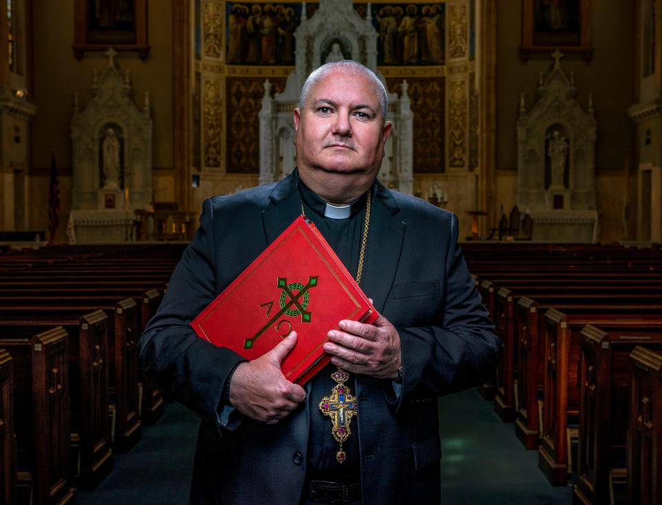 Rt. Rev. Archimandrite Glen J. Pothier inside St. Edward Catholic Church Wednesday, August 24, 2022. Pothier has taken over for Monsignor Thomas Klinzing who retired this summer.