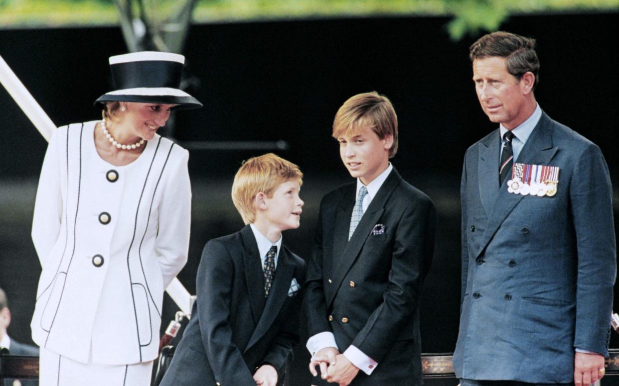 Diana, Princess of Wales, with Prince Harry, Prince Charles and Prince William in 1995  - Johnny Eggitt/ AFP