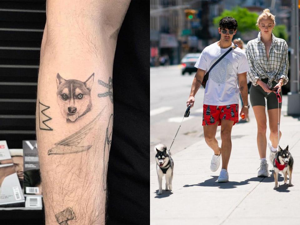 joe jonas sophie turner waldo and porky dogs tattoo