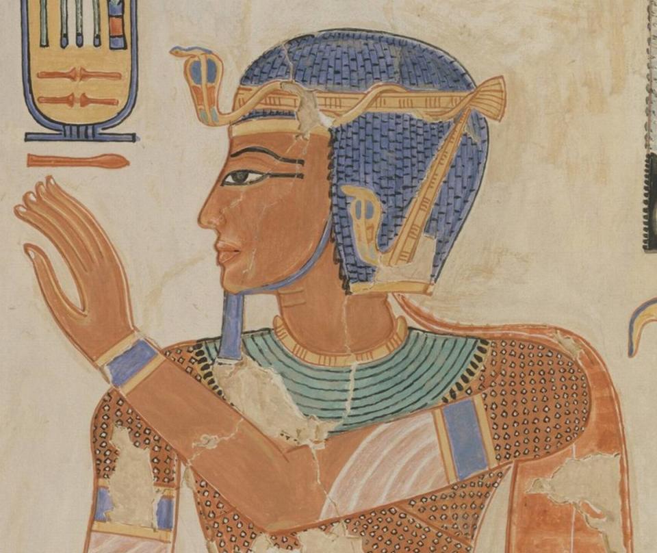 A painting of Ramesses III stands on the wall the tomb of his son. About 1,700 23andMe customers who share a haplogroup with Egyptian pharoah.