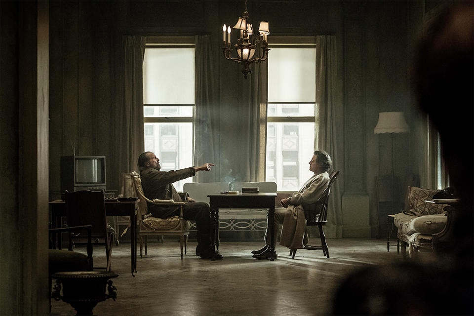 <p>Peter Stormare as Czernobog and Ian McShane as Mr. Wednesday in Starz’s <i>American Gods</i>.<br><br>(Photo: Starz) </p>