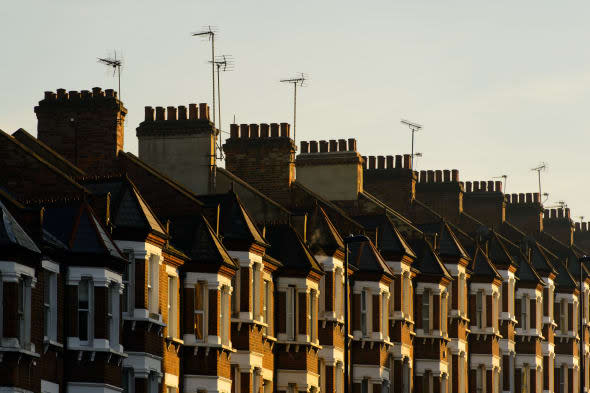 File photo dated 11/12/13 of a row of terraced houses in south London as banks have rapidly become more dominant in the ultra-low-deposit mortgage market since the Government's flagship Help to Buy scheme was fired into action, according to a financial website. PRESS ASSOCIATION Photo. Issue date: Wednesday February 19, 2014. Traditionally, building societies have held a bigger share of the number of deals on offer for people with a 5% deposit, largely due to banks being more reluctant to offer such products which are seen as being more 