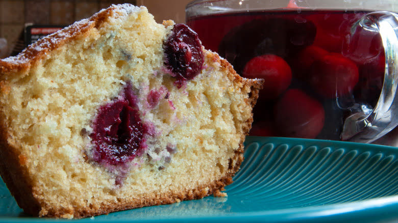 muffin with cherries soaking in bourbon