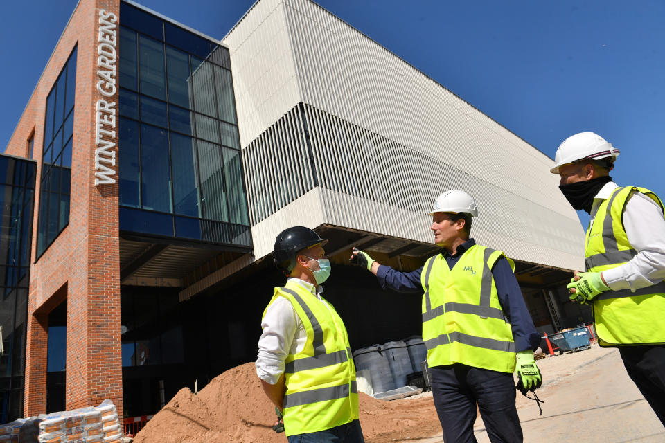 Labour party leader Sir Keir Starmer meeting construction workers renovating the Winter Gardens in Blackpool last month