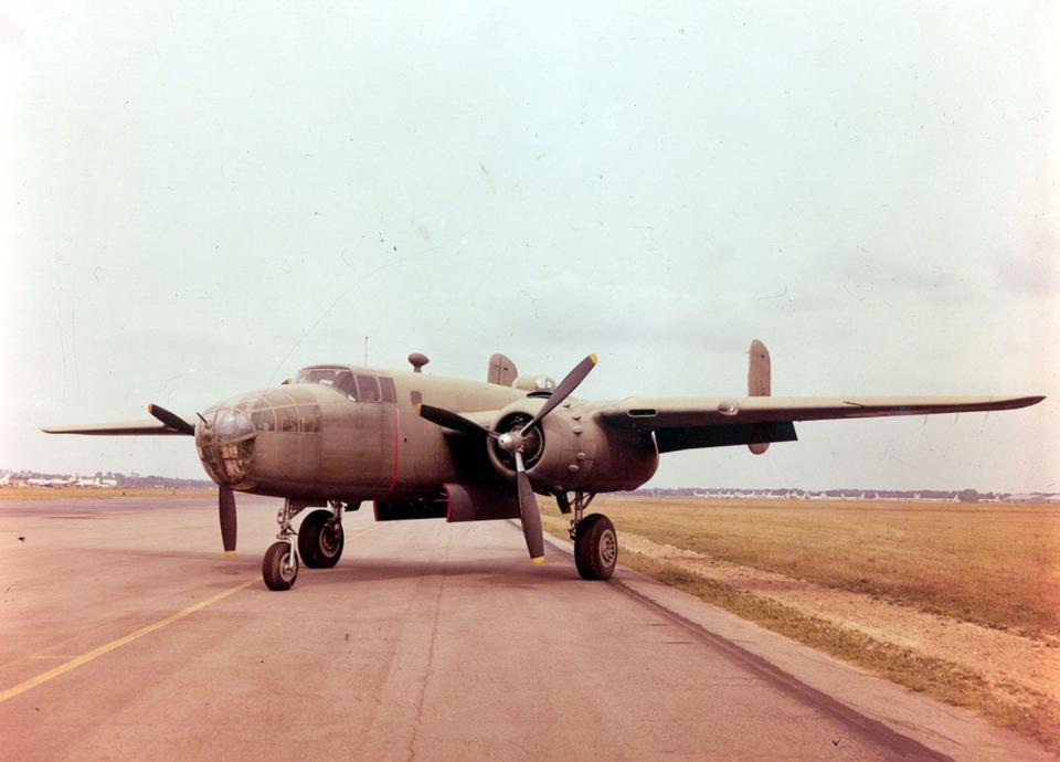 A North American B-25B Mitchell at the National Museum of the United States Air Force in Dayton, Ohio. On Oct. 19, 1942, a B-25C-1 Mitchell based at Eglin Air Field in the Florida Panhandle crashed into the Gulf of Mexico, killing its pilot. And on Aug. 11, 1944, four members of the Cosson family died when an Army Air Corps plane accidentally unleashed its munitions during a training mission.