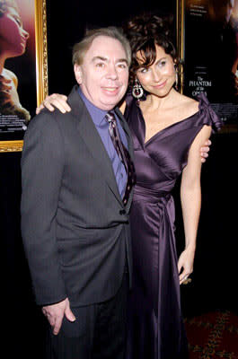 Composer Andrew Lloyd Webber and Minnie Driver at the New York premiere of Warner Brothers' Andrew Lloyd Webber's The Phantom of the Opera