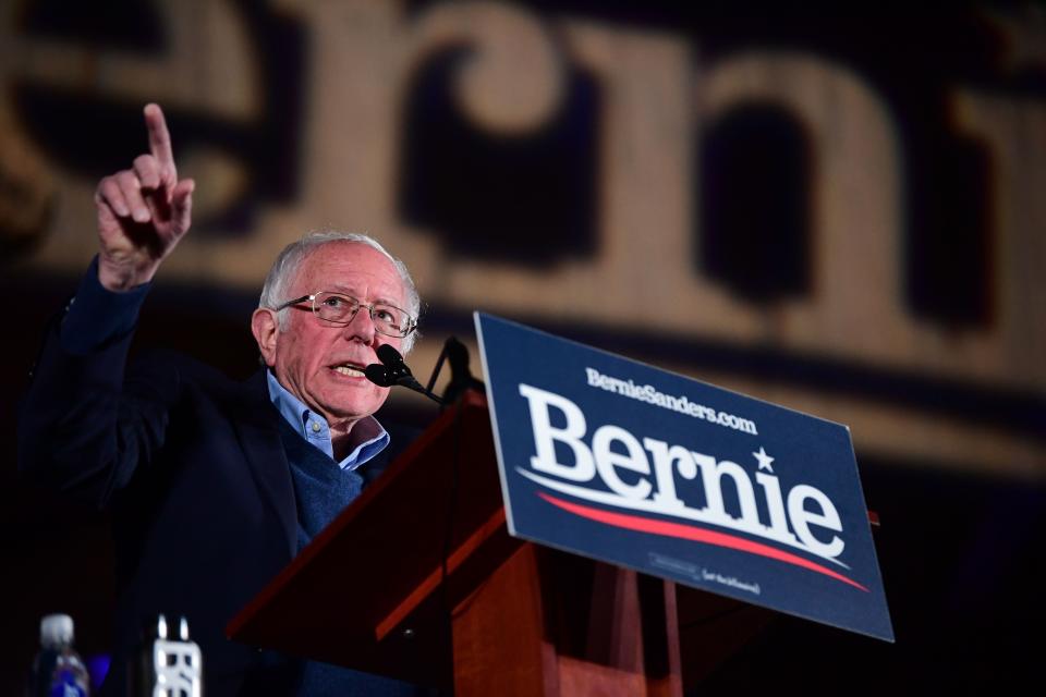 Sen. Bernie Sanders (I-Vt.) speaks at a campaign rally on Feb. 21, 2020, in Las Vegas. (Photo: FREDERIC J. BROWN via Getty Images)