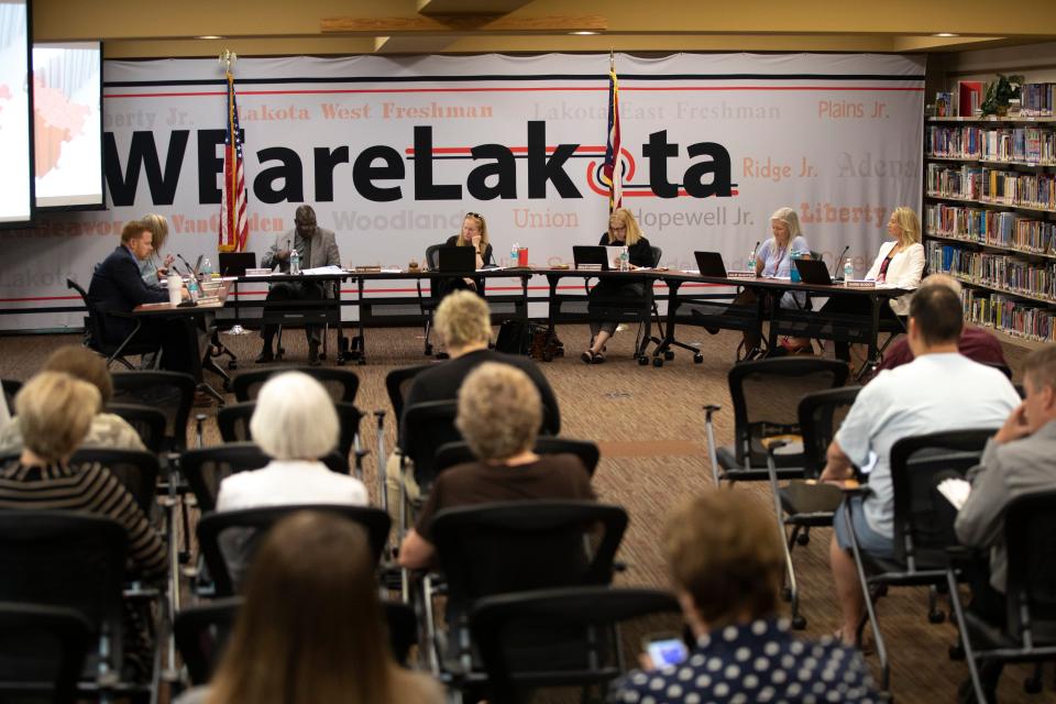 Lakota School Board meets for a work session at Lakota Plains Junior School in Liberty Township on Thursday, May 26, 2022.
