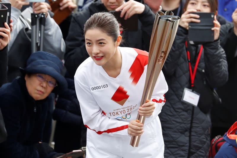 Rehearsal of part of the Tokyo 2020 Olympic Torch Relay in Hamura