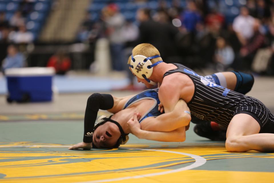 Washburn Rural's Easton Broxterman defeated Junction City's Ezekial Witt for the 6A 113-pound state title. Broxterman earned wrestler of the year honors.