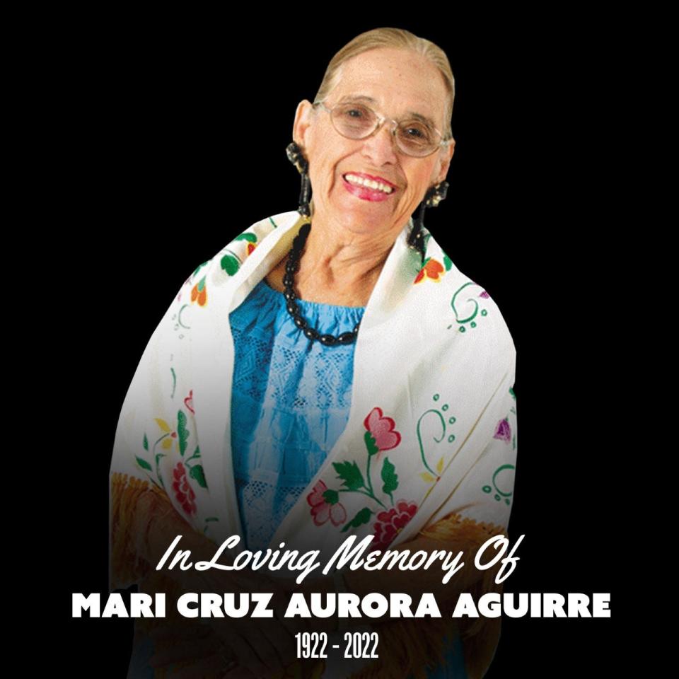 Mari Cruz Aurora Aguirre, better known as auto dealer Charlie Clark's nana, died Tuesday. She was 99.