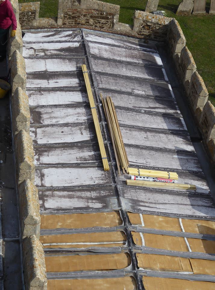 The roof is now covered in plastic sheeting (Gary Mudd)