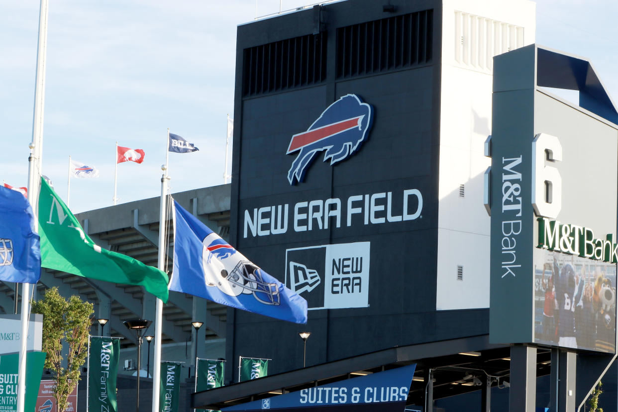A Florida man was arrested for allegedly throwing a sex toy onto the field during the Bills’ game against the Patriots on Monday night in Buffalo. (Getty Images)