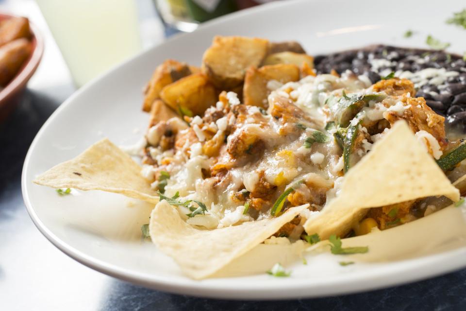 Chilaquiles with chorizo, black beans and potatoes at Starliner Diner.