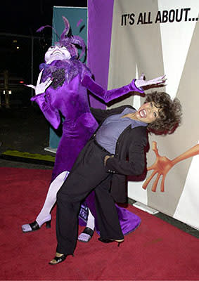 Eartha Kitt hams it up with Yzma at the Hollywood premiere of Walt Disney's The Emperor's New Groove