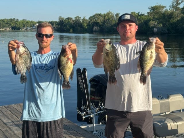 Hayden McCormick (left) and Cole Chastain brought in their limit of specks during a trip on the St. Johns this past week.