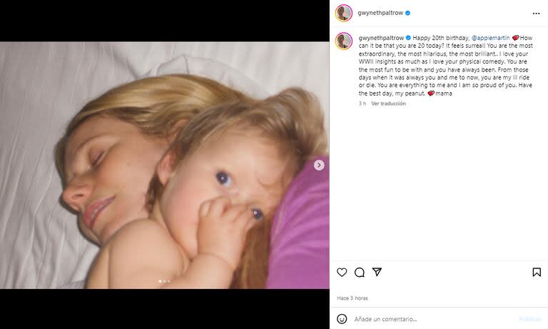 La joven cumplió 20 años y su madre la saludó en las redes con una tierna publicación (Foto: Instagram @gwynethpaltrow)