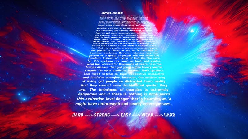 A The Hidden and Unknown image of the game's opening eight-minute-long Star Wars-like text scroll.