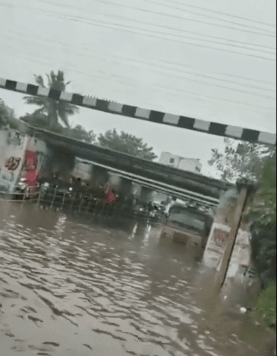 Roads are inundated in Vyasarpadi.