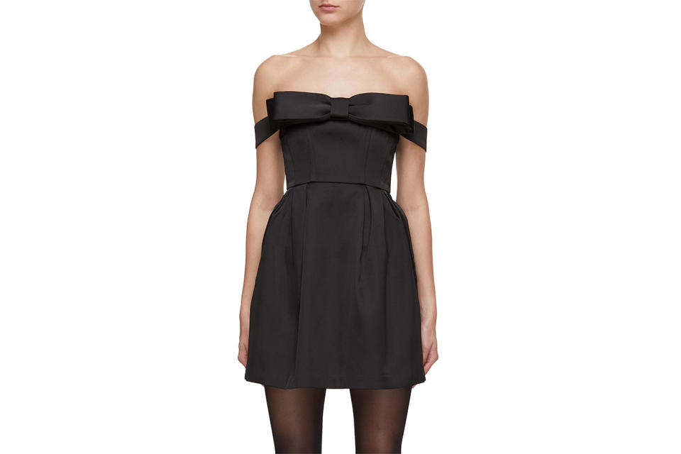 Off Shoulder Bow Mini Dress from Ming Ma @ Lane Crawford 